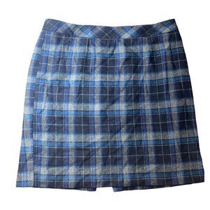 Chadwicks of Boston Women's Wool Blend A Line Skirt Blue Plaid Size 16‎